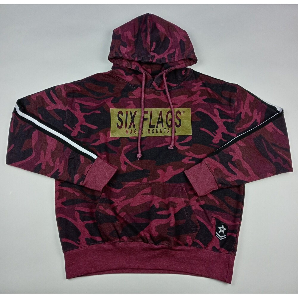 SIX FLAGS Magic Mountain Camouflage Hoodie Sweatshirt Sweater Camo Women's XL